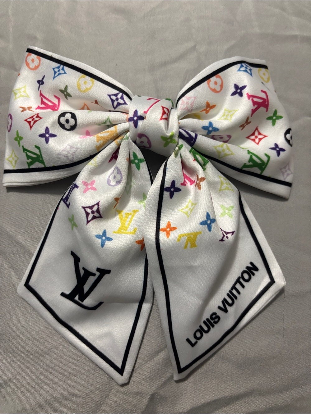 Louis Vuitton White Bow Hair Accessory with Multicolor Monogram